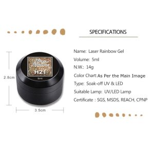 Venalisa Holographic Gel Polish Rainbow Gel Nail Polish Soak Off UV Led Nail Art Lacquer Need UV Lamp To Cure UV Gel Polish (Brush Not Included)