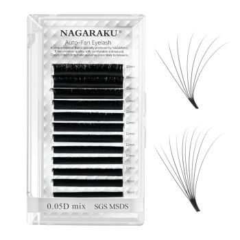 NAGARAKU Easy Fan Eyelash Extensions Volume Lash, 12 Lines Tray Rapid Blooming Faux Mink Cluster For Beginners Soft Professional Lash Supplies